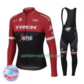 Radbekleidung Radtrikot Langarm + Lang Trägerhose 2017 Trek-Segafredo Winter Thermal Fleece N001